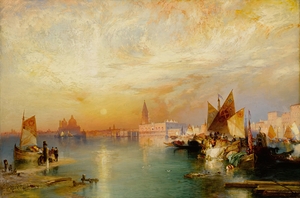 Sunset Santa Maria and the Ducal Palace Venice [1902] by Thomas Moran [1837–1926]